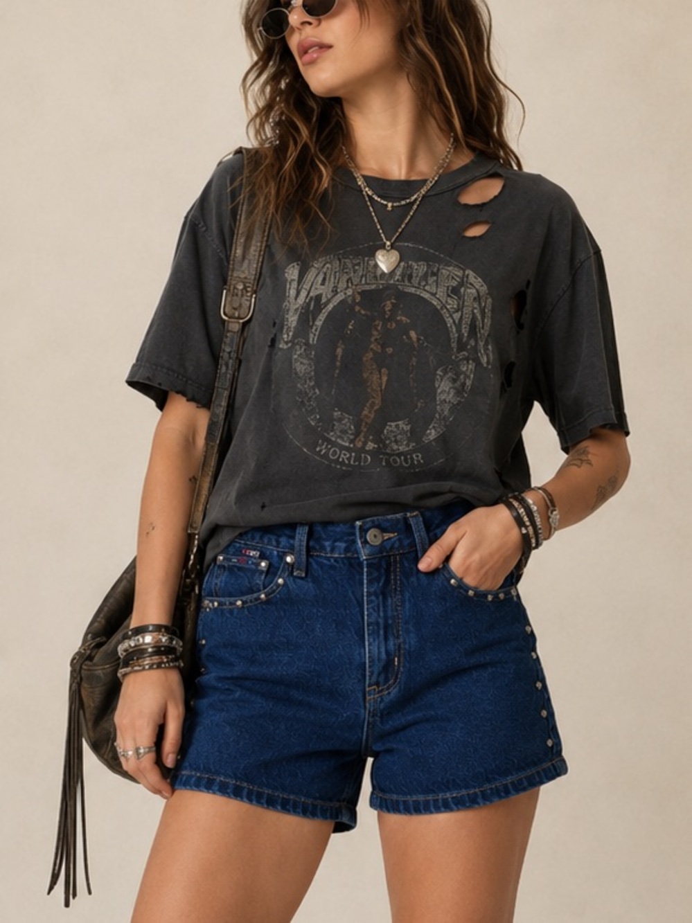 Vintage C’est Toi Studded Dark Wash Denim Shorts Size 3